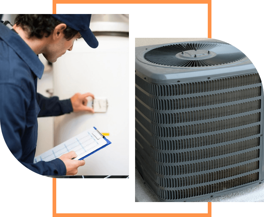 A man is working on an air conditioner.